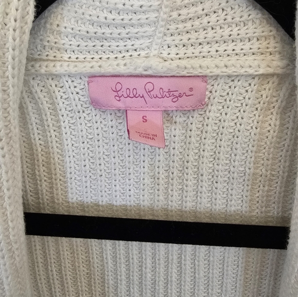 Lily Pulitzer Small 100% Cotton Fringe Hem White Sweater - Picture 4 of 11